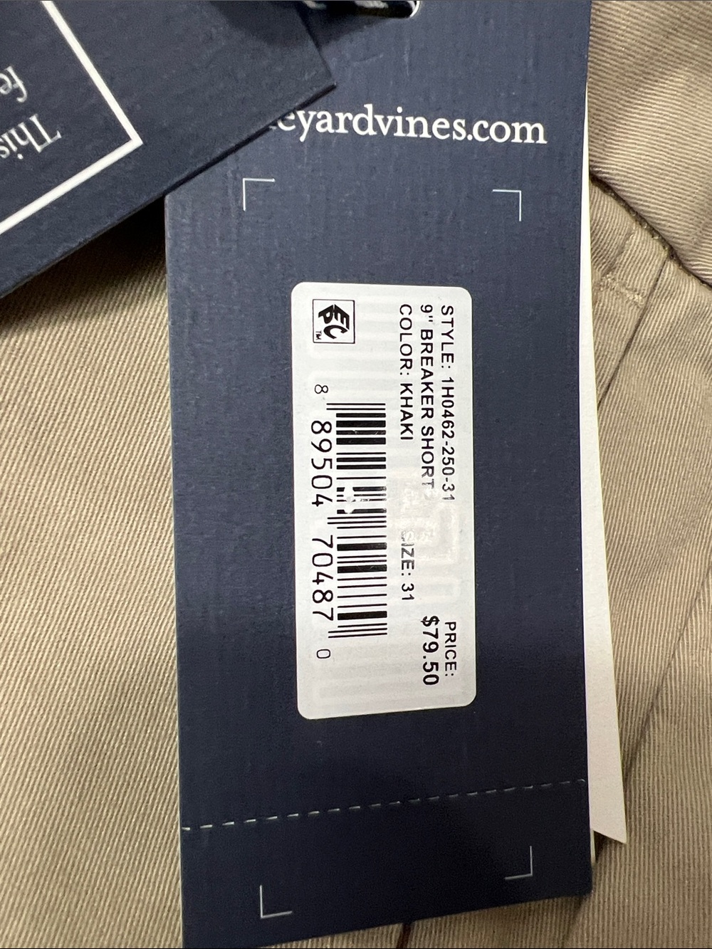 Vineyard Vines Khaki 9" Breaker shorts size 31 NWT - Picture 9 of 14